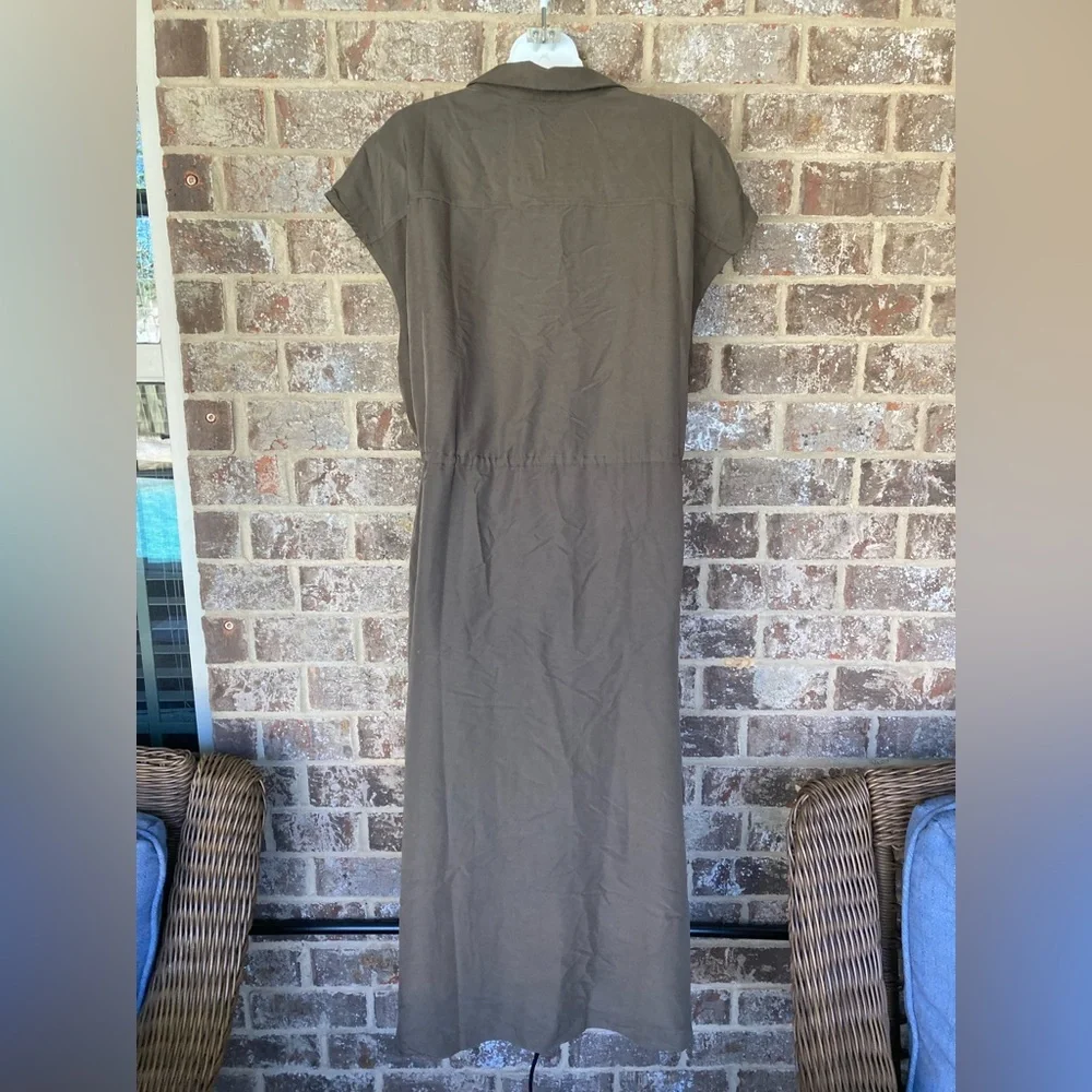 NWT Old Navy Waist Defined Utility MIDI Green Shirt Dress Size XL - Picture 10 of 12